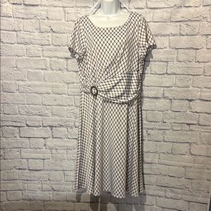 Perceptions Brown and White Dolman Sleeve Dress Size XL